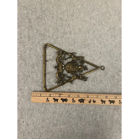 Italian Honor Shield Crest Brass Key Holder Hooks Knight Dog & Stag‎ Vintage - Picture 3 of 6